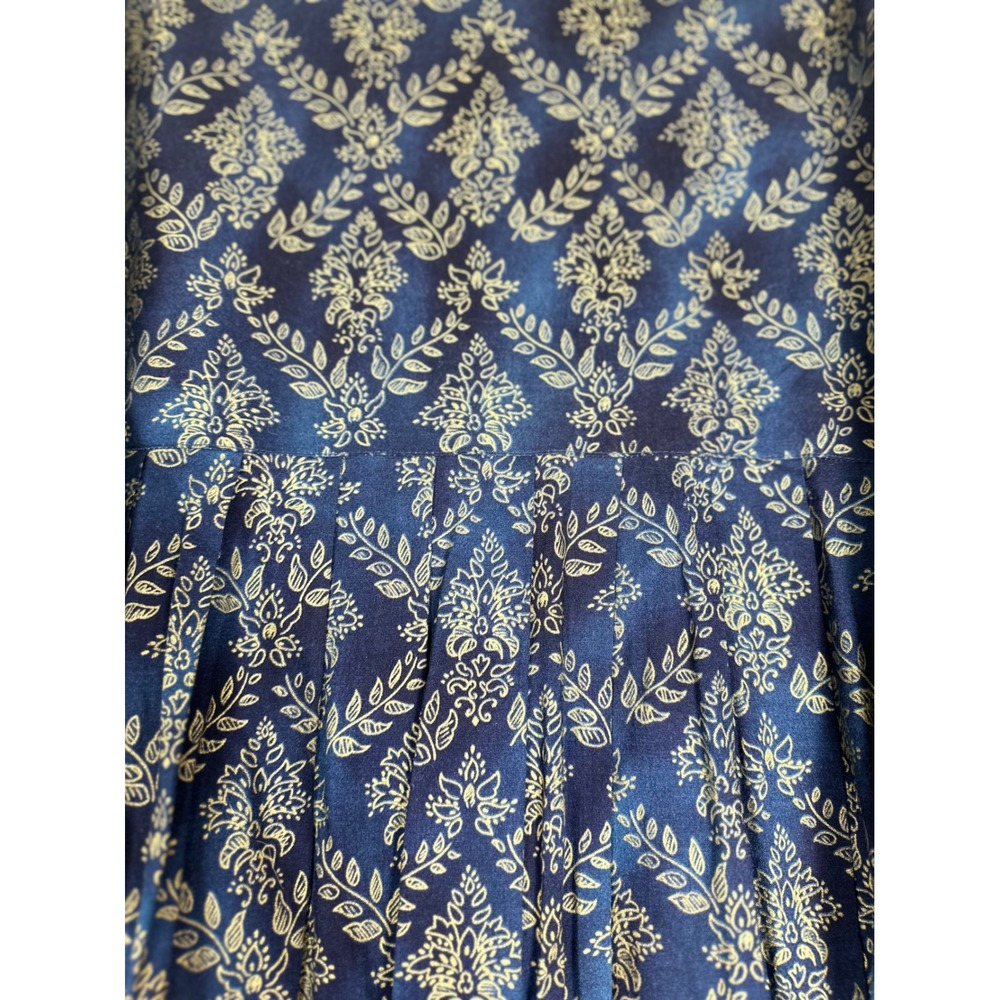 Vintage Karin Stevens Midi Dress 12 Blue Prairie Cottagecore Dark Academia Boho - Picture 10 of 11